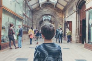 Boy in a museum